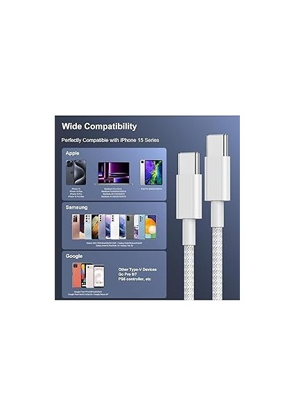 To Usb-C 60W Hızlı Şarj Kablosu, Beyaz 2 Metre Hasır Kablo indirimleri