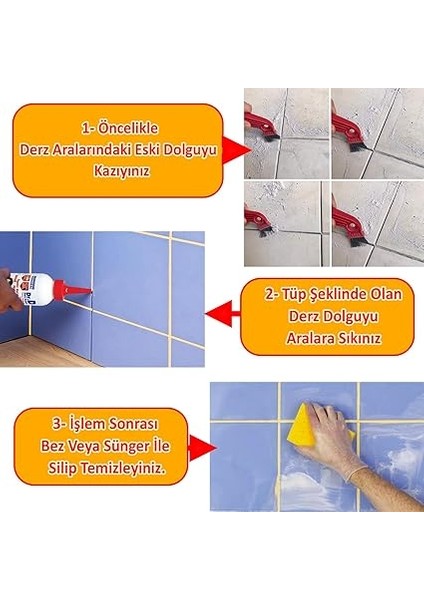 Renk Derz Dolgu Fayans Seramik Mermer Yer Duvar Için Tamir Derz Yenileme Dolgusu 200 gr fırsatları