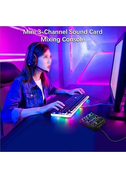 Kanal Ses Kartı Mikseri, USB Powered, +48V Phantom Power, Home Studio Kayıt, Canlı Yayın, Karaoke Için modelleri