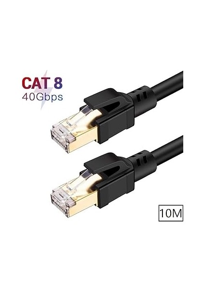 Tkz 1752 Cat8 10 Metre 40GBPS S/ftp 2000MHZ Yüksek Hızlı 26 Awg Kablo, S/ftp Esnek Korumalı Bükümlü Çift 25/40 Gb/sn RJ45 8P8C Altın Kaplama Cat8 Internet Kablosu (10 Metre Cat8 1752) fiyatları