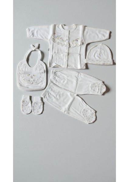 0-3 Ay Gaye Kız Bebek Renkli Çiçek Nakışlı %100 Pamuk 5li Set modelleri