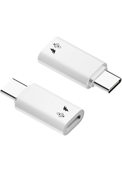 USB C - Lightning Mikrofon Adaptörü (2 Paket), USB C Erkek - Yıldırım Dişi Dönüştürücü Kablosuz Yaka Mikrofon - Beyaz