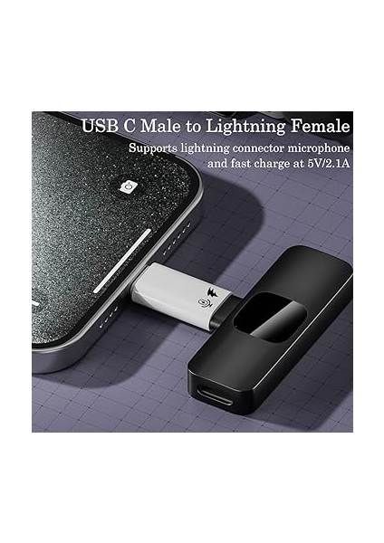 USB C - Lightning Mikrofon Adaptörü (2 Paket), USB C Erkek - Yıldırım Dişi Dönüştürücü Kablosuz Yaka Mikrofon - Beyaz fiyatları