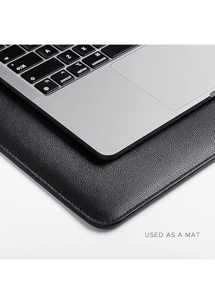 Macbook Pro 14" Inç [2021-2024], Macbook Air 14" Inç [2019-ÖNCESI] - Su Geçirmez Deri Laptop Kılıfı (Siyah) fırsatları