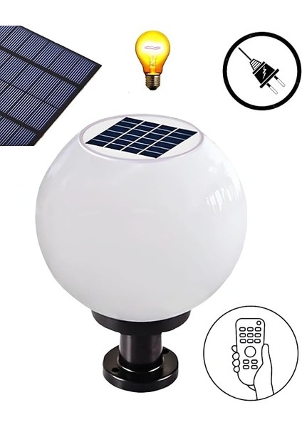 Set Üstü Küre Solar Led, Bahçe Lambası 60W, Güneş ENERJILI+220V Elektrikli Hibrit, E27 Duy, Fotoselli, Uzaktan Kumandalı, 3 Modlu Işık, IP65 Su Geçirmez | Uzun Ömürlü Bahçe Aydınlatma Armatürü fiyatları