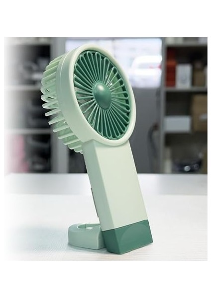 Şarjlı Mini El Fanı Standlı Çantaya Kemere Asılabilir, 3 Modlu Güçlü Serinletici Vantilatör Pervane (Yeşil) modelleri