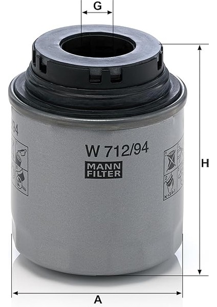 W 712/94 Yağ Filtresi (Vw Group) modelleri