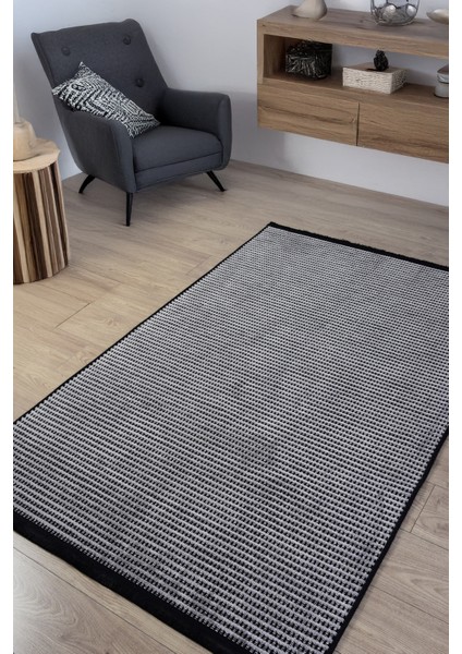 Gri Şönil Kilim Salon Oturma Çocuk Odası Hasır Yıkanabilir Yolluk Kaymaz Taban Halı Siyah indirimleri