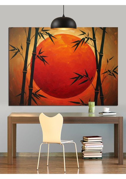 Bambu Ormanı Günbatımı Dekoratif Kanvas - Mdf Ahşap Tablo