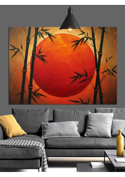Bambu Ormanı Günbatımı Dekoratif Kanvas - Mdf Ahşap Tablo fırsatları