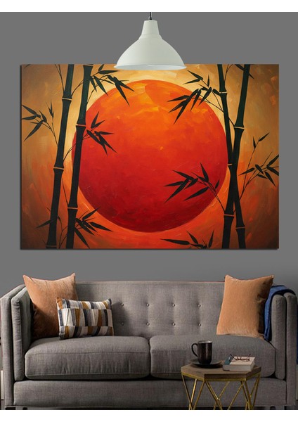 Bambu Ormanı Günbatımı Dekoratif Kanvas - Mdf Ahşap Tablo indirimleri