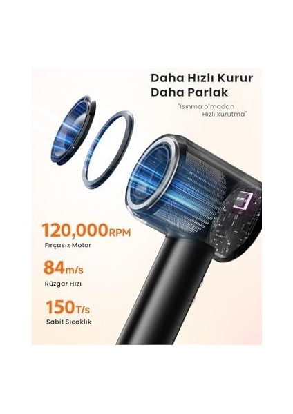 Pluzz X116 Ultra Iyonlu Saç Kurutma Makinesi Ultra Sessiz ve Hızlı Kurutma (Gümüş) fiyatları