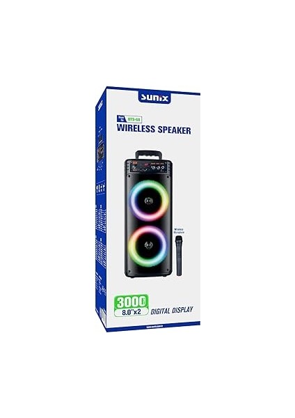 8.0"x2 Kablosuz Mifrofonlu Ledli Bluetooth Hoparlör Bts-68 fırsatları