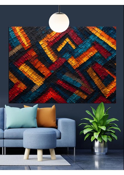 Etnik Desenli Soyut Dokuma Duvar Dekoratif Kanvas - Mdf Ahşap Tablo modelleri