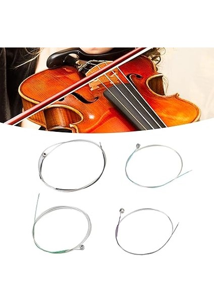 4 Adet G D A E Keman Dize Seti, Aşınma Direnci Çelik Tel Temizle Tam Ses Profesyonel Keman Dize Kiti Keman Için indirimleri