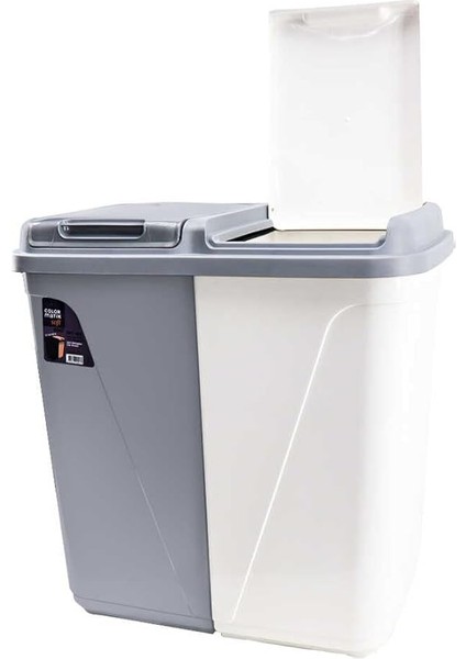 Plastik Violet 90 Litre Çift Gözlü Çamaşır Sepeti Gri-Beyaz fırsatları