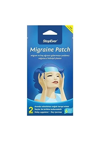 Stopever Cooling Patch – Soğutucu Hidrojel Plaster 3'lü Paket | Ilaç Içermeyen Alın Bölgesi Ferahlatıcı | 6 Saat Etkili | (3 x 2) Adet