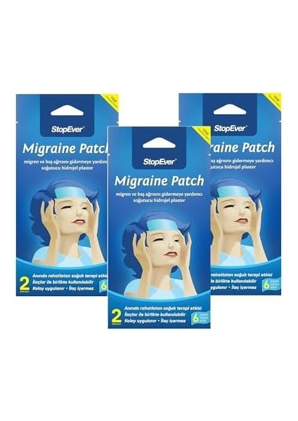 Stopever Cooling Patch – Soğutucu Hidrojel Plaster 3'lü Paket | Ilaç Içermeyen Alın Bölgesi Ferahlatıcı | 6 Saat Etkili | (3 x 2) Adet modelleri