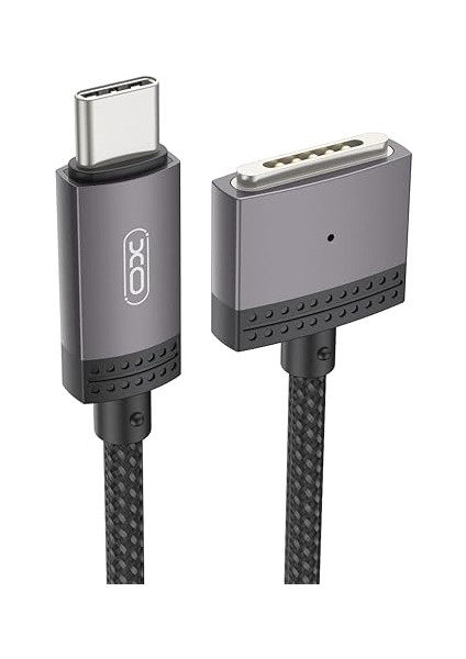 Simple Is Beauty Magsafe ile Uyumlu Kablo, Type-C To Mag 3 Şarj Kablosu – 100W Max Güç, 20V/5A Hızlı Şarj Destekli, 2m Örgü Kablo, Yüksek Güçlü Mıknatıs, Akıllı Çipli, NB287, Siyah