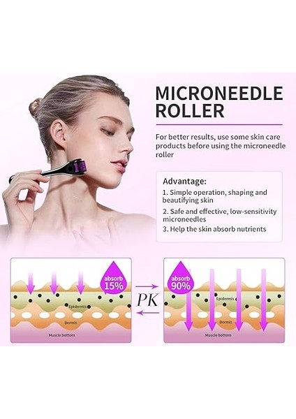 Dermaroller 1 mm Iğne 540 Titanyum Mikro Iğne - Cilt Yenileme, Yüz Bakımı, Saç Rejenerasyonu/sakal Büyümesini Uyarır, Saç Dökülmesini Azaltır modelleri