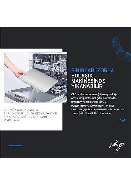 Home Özel Tasarımlı 304 Paslanmaz Çelik Kesme Tahtası 3lü Set (Saklama Kılıfı, Kesme Tahtası ve Silikon Kaydırmaz Mat)1,5 mm Kalınlık, 23 x 34 cm Yıkanabilir, Gıda Temasına Uygun, Hijyenik fırsatları