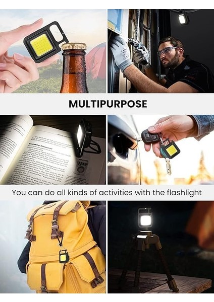 2 Adet Mini Taşınabilir LED Çok Fonksiyonlu, Yüksek Lümen, Cob Anahtarlık, Dış Mekan Için Şarj Edilebilir Acil Işığı, Mini Kamp (2) modelleri