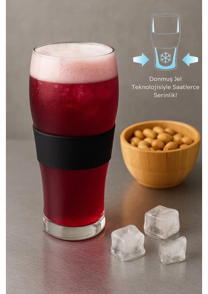 Soğutucu Jelli Dondurulabilir Bardak – Çift Cidarlı, 470 ml, BPA’sız Akrilik Bardak (Siyah Bantlı Tasarım) fiyatları