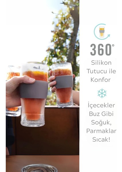 Soğutucu Jelli Dondurulabilir Bardak – Çift Cidarlı, 470 ml, BPA’sız Akrilik Bardak (Siyah Bantlı Tasarım) indirimleri