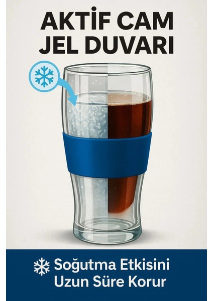 Soğutucu Jelli Dondurulabilir Bardak – Çift Cidarlı, 470 ml, BPA’sız Akrilik Bardak (Siyah Bantlı Tasarım)