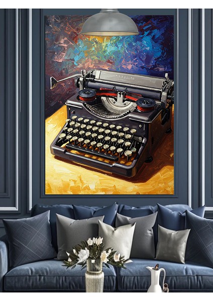 Eski Model Bir Daktilo Yakından Görünüm Dekoratif Kanvas - Mdf Ahşap Tablo indirimleri