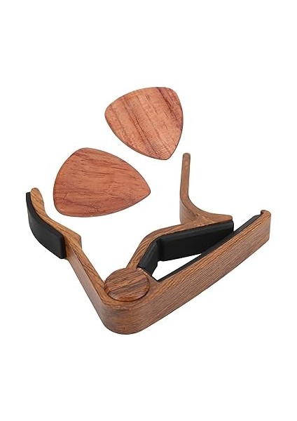Akustik Gitar Capo, Masif Ahşap Silika Jel Kelepçe, Ergonomik Tasarım, Bas, Ukulele, Keman, Hızlı Değişim Capo, Müzik Aleti Akorları Için 2 Seçmeli fırsatları