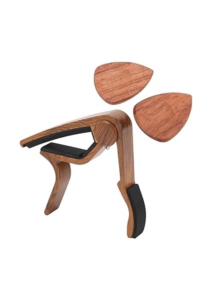 Akustik Gitar Capo, Masif Ahşap Silika Jel Kelepçe, Ergonomik Tasarım, Bas, Ukulele, Keman, Hızlı Değişim Capo, Müzik Aleti Akorları Için 2 Seçmeli indirimleri