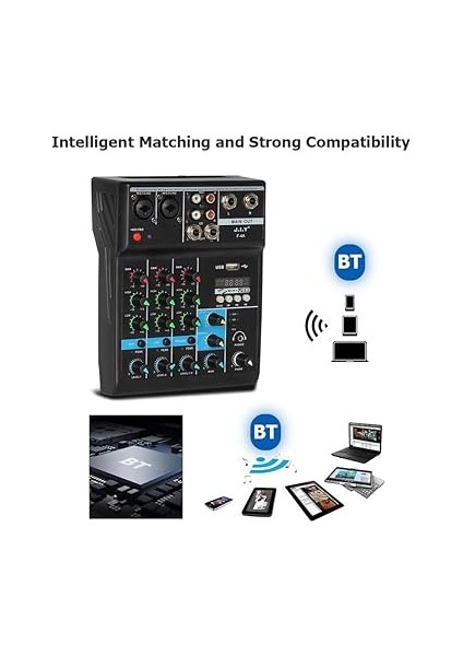 Profesyonel 4 Kanallı Karıştırma Konsolu Ses Kartı Efekt Konsolu ile Mini USB Mikser Biisayar Ayarlama Bt Bağlantılı Ses Kartı Mikseri Yankı Kazanımı Ev Için Yüksek ve Düşük Ton Ayarı fiyatları