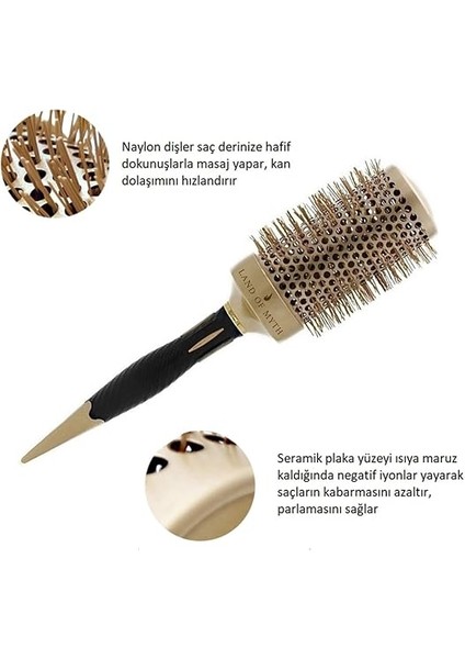 Of Myth - LOM1164 Nano Teknoloji Seramik + Iyonik Termal Fön Saç Fırçası Antistatik, Kauçuk Kaydırmaz Sap, Profesyonel Kullanım (53 Mm) fırsatları