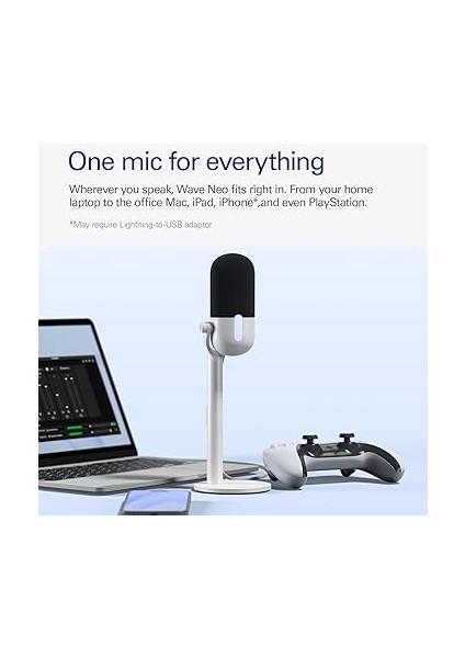 Wave Neo – USB Kondenser Mikrofon, Sessize Dokunun, Oyun, Akış, Toplantılar, Takımlarda Ses Kaydı/zoom/obs/twitch/youtube ve Daha Fazlası Için, Plug-'n-Play, Dizüstü Bilgisayar, Pc, Mac, Ipad, fırsatları
