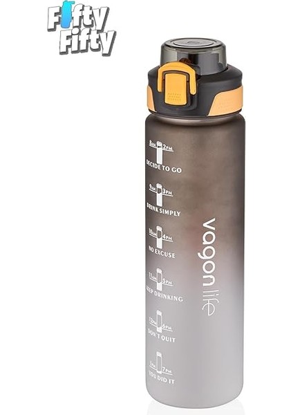 1 Litre Çift Renk Motivasyon Su Matarası Çift Kullanım Pipetli ve Rahat Içim Sticker Hediyeli fiyatları