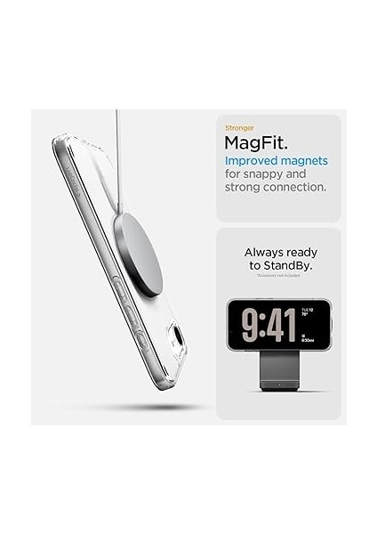 iPhone 16E ile Uyumlu Ince Magsafe Kılıf Ultra Hybrid Sararma Karşıtı Duraclear Hava Kanalı Teknolojisi Askeri Sınıf Koruma Magfit Clear White Şeffaf Kapak - ACS09139 indirimleri