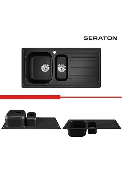 NS150R Noah Serisi 1.5 Göz Damlalıklı 50X100 Eviye Siyah fiyatları