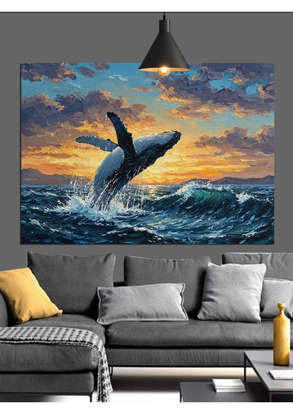 Denizden Zıplayan Kambur Balina Dekoratif Kanvas - Mdf Ahşap Tablo modelleri