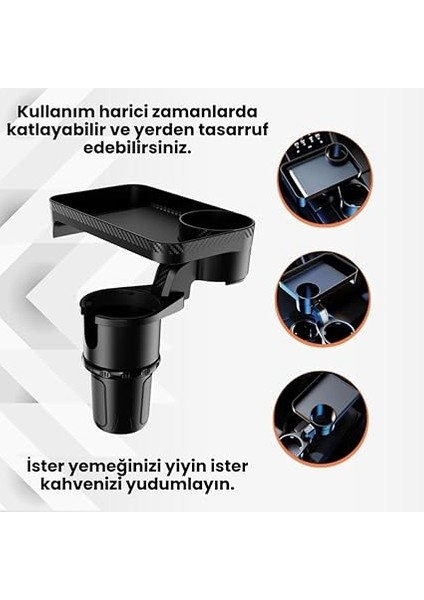 Araç Içi Ayarlanabilir Bardak ve Tepsi Standı, Çok Amaçlı Dönebilen Tepsi, Cüzdan, Bozuk Para Tepsisi fırsatları