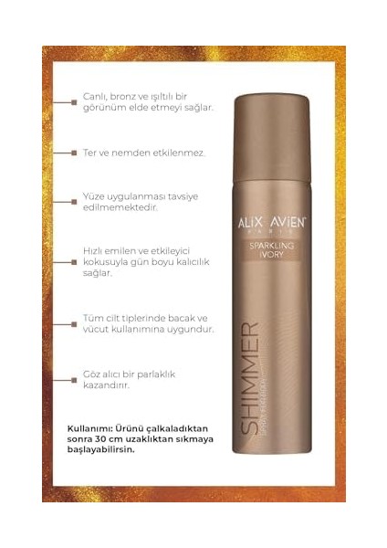 Alıx Avıen Işıltılı Vücut Spreyi - Shimmer Spray For Body Sparkling Ivory - 75 ml