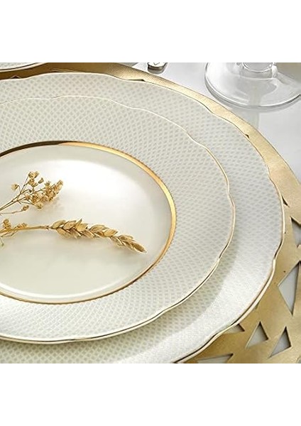 Porselen Bone Olympos 12 Kişilik 62 Parça Tek File Altın Yemek Takımı 1133921 BNOLY62YT1133921 fiyatları