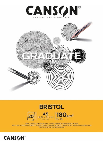Graduate - C400110382 Bristol Block, Dın A5, 20 Yaprak, 180 G/m²