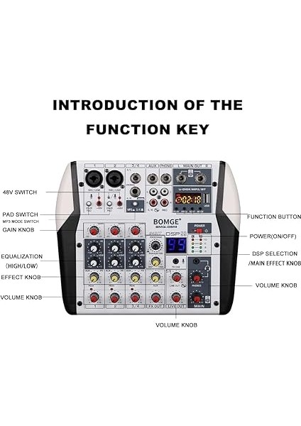 6 Kanal Dj Ses Ses Mikseri Profesyonel Ses Tablası Stereo Mp3 USB Bt Gişi 48V Phantom Power 99 Dsp Işlemci Anahtar Göstergeli Geniş Ekran Masaüstü Karaoke Iç Dj Mikser Kartı fiyatları