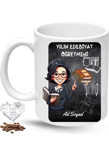 Edebiyat Öğretmeni Kadın Öğretmenler Günü Hediyesi Isimli Baskılı Porselen Kupa Bardak fiyatları