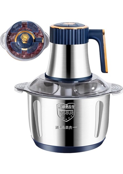 Doğrayıcı - Paslanmaz Çelik Et Işleme Makinesi - 5 Litre Multifonksiyonel Tahıl Öğütücü Buz Parçalayıcı Fındık Ezmesi Sosis Hazırlama