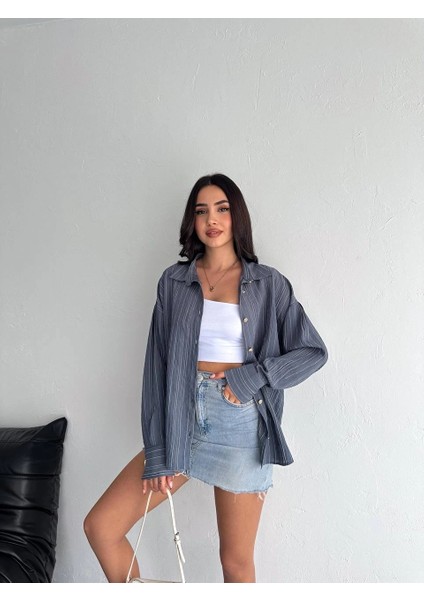 Çizgili Oversize Gömlek