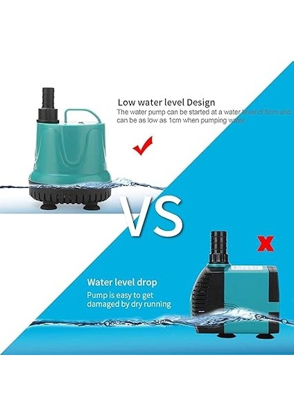 18W Dalgıç Pompa Çeşmesi Pompası Akvaryum Su Pompası Tank Çeşmesi 360 ° Su Emme Düşük Su Seviyesi Tasarımı Düşük Gürültü fiyatları