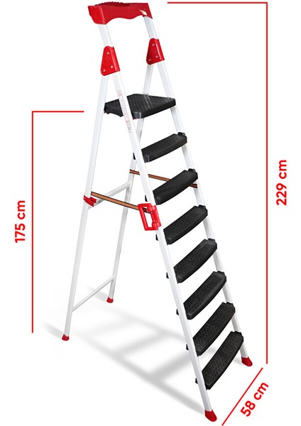 Elegance 7+1 Geniş Basamaklı Kolay Taşıma Aparatlı Merdiven Kaliteli Paslanmaz fiyatları
