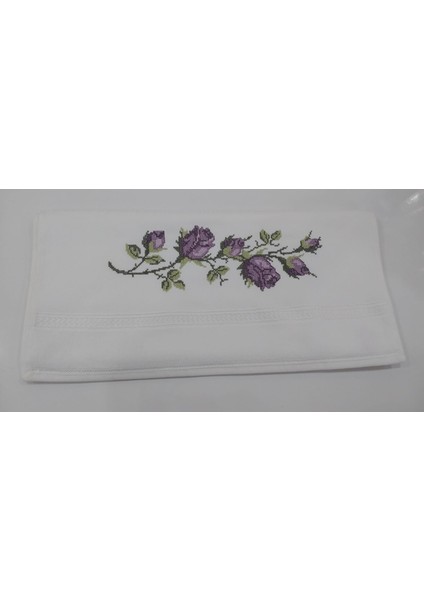 Mor Gül Nakışlı Havlu